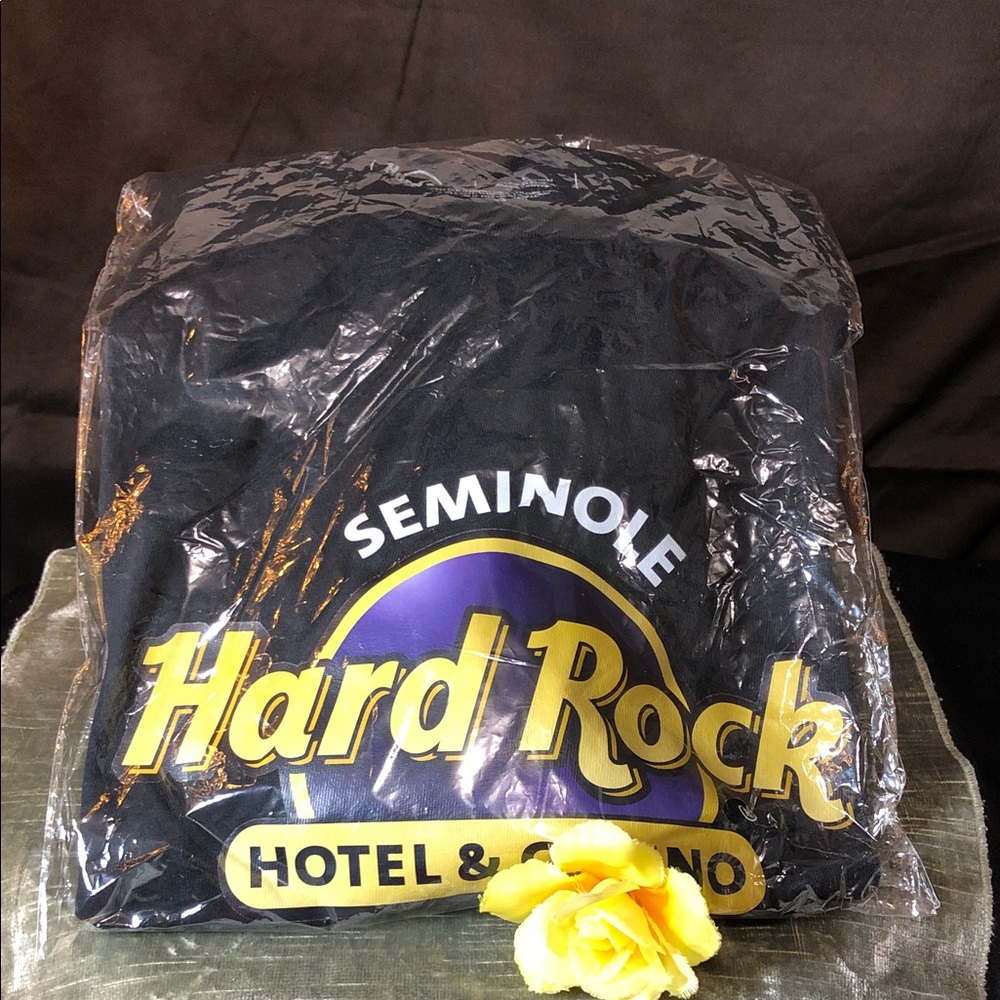 Hard Rock Cafe Black Tee with Yellow and Purple Logo